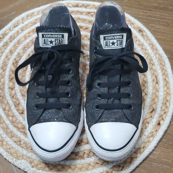 CONVERSE Chuck Taylor’s Black Glitter Unisex Lowtop Sneakers 9W/7M - Picture 3 of 10